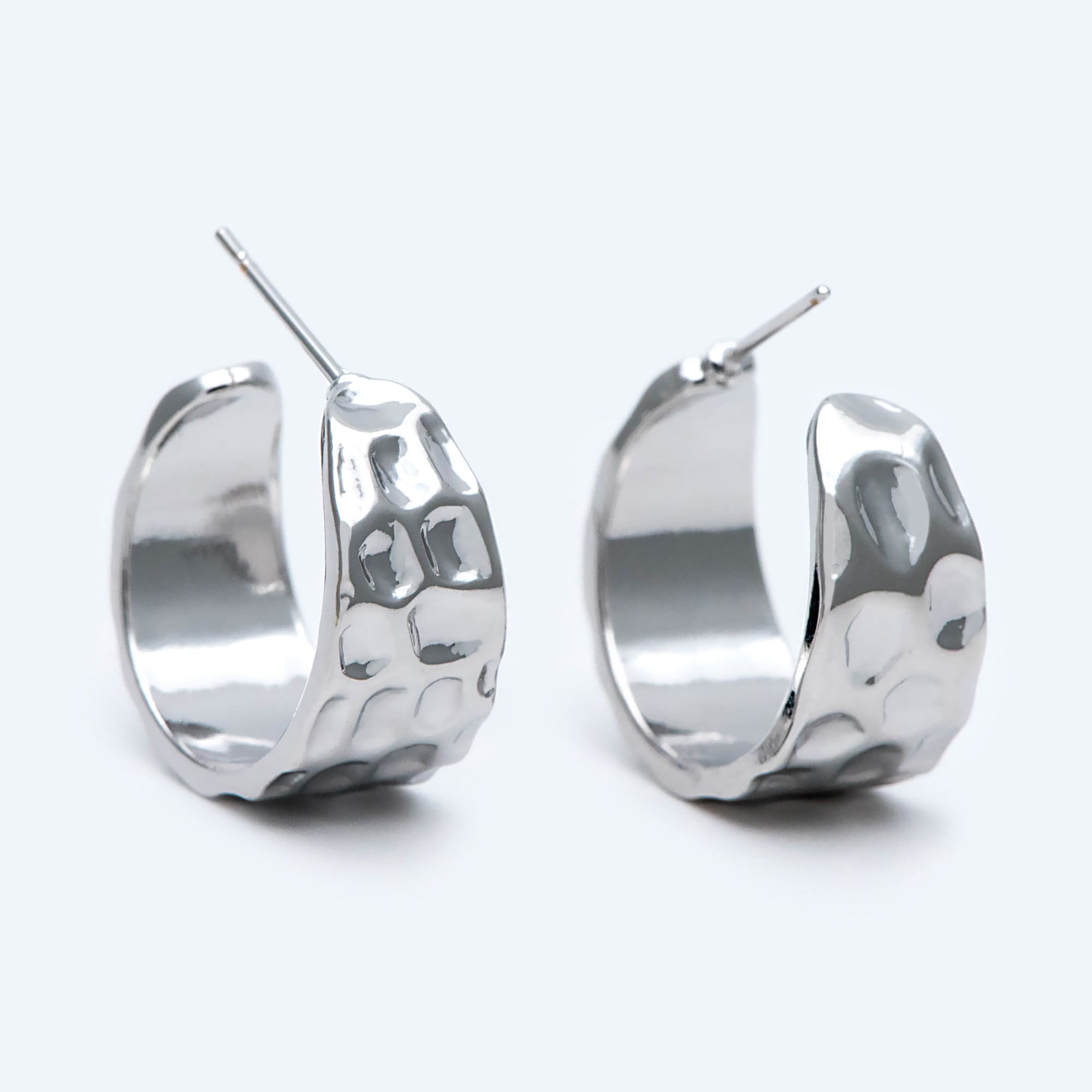 10pcs Gold/ Silver tone Round Circle Ear Posts 19mm, Gold/ Rhodium plated Brass, Geometric Hoop Stud Earrings (GB-1870)